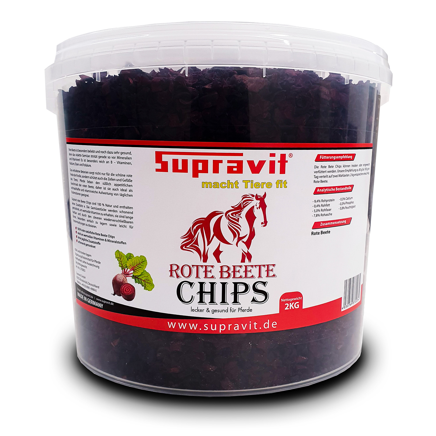 Supravit Rote Beete Chips 2kg für alle Pferde – 100% Natur ohne jeglichen Zusatzstoffe – Leckerli & Zusatzfutter